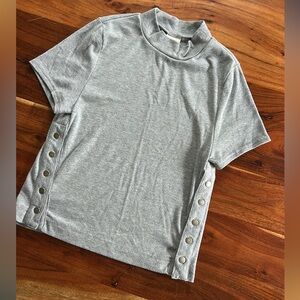Free People Baby Snap High Neck Tee in GREY